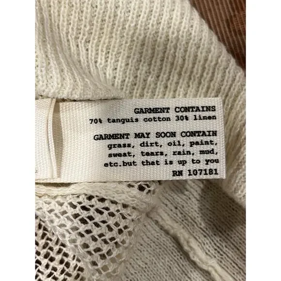 Rogan Ivory Knit Crop Top Size Medium Mesh See Thru Sheer y2k babydoll - Picture 7 of 7